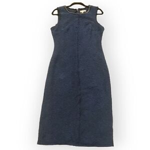 REBECCA TAYLOR Chambray Sleeveless Dress Chain Neckline Women’s Size 10 Blue